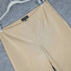 Talbots Womens 12L Tan Beige Straight Leg Side Zip Stretch Dress Pants Long Tall